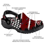 Mississippi State Bulldogs Clogs – Personalized Checkered Streaks Maroon Black 1