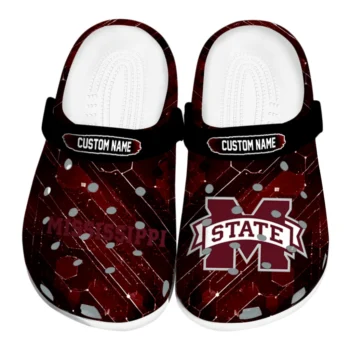 Mississippi State Bulldogs Clogs - Custom Circuit Geometry Maroon Black