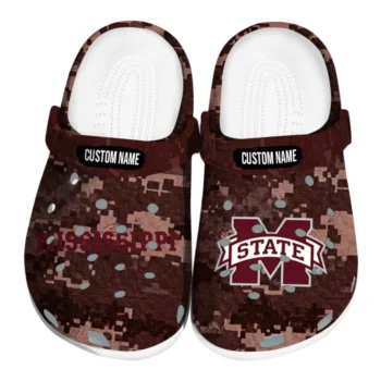 Mississippi State Bulldogs Clogs - Custom Digital Camo Maroon