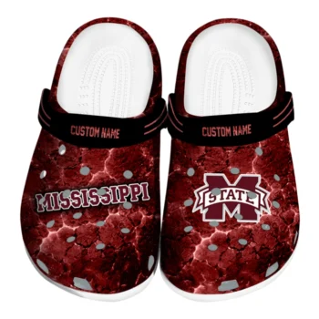 Mississippi State Bulldogs Clogs - Customized Cracked Energy Maroon Black