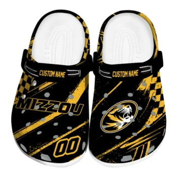 Missouri Tigers Clogs - Custom Checkered Streaks Black