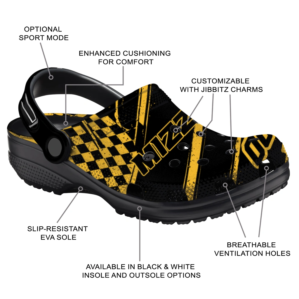 Missouri Tigers Clogs - Customized Circuit Geometry Black 5