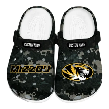 Missouri Tigers Clogs - Customized Digital Camo Black