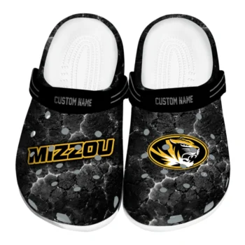 Missouri Tigers Clogs - Personalized Cracked Energy Black