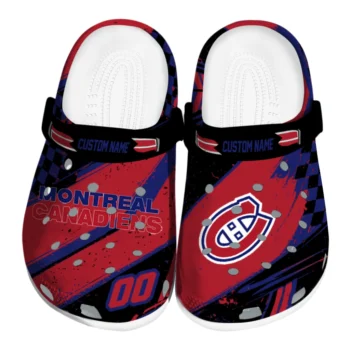 Montreal Canadiens Clogs - Custom Checkered Streaks Red Black