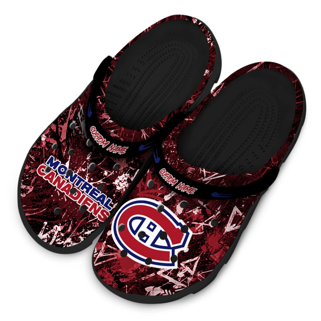 montreal-canadiens-clog-custom-graffiti-burst-red-black-latest-model.webp