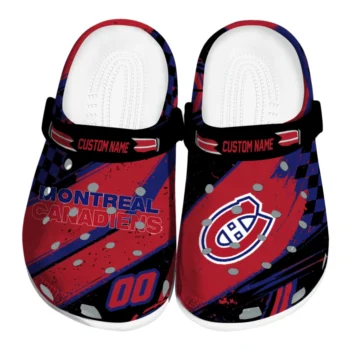 Montreal Canadiens Clogs - Custom Checkered Streaks Red Black