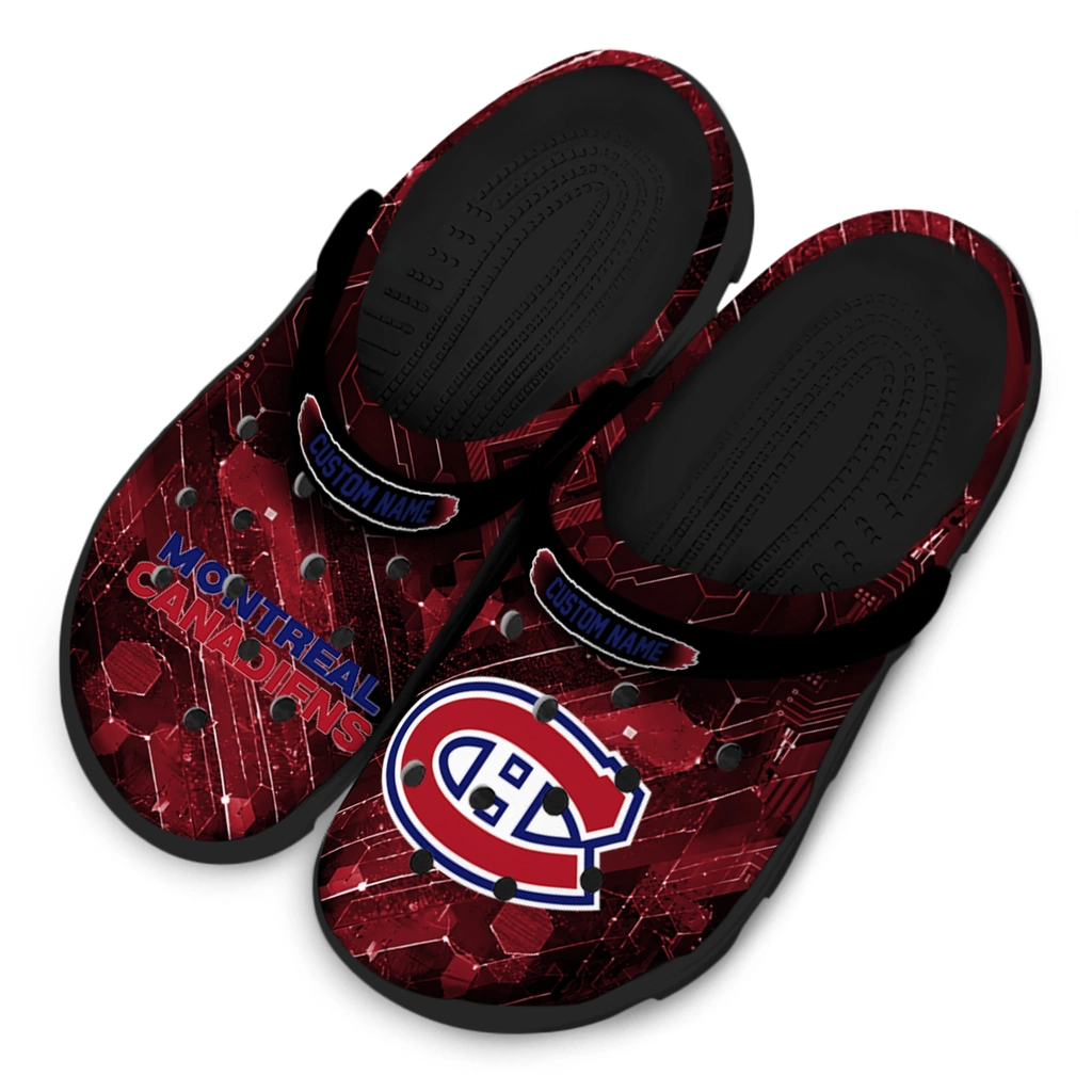 montreal-canadiens-clog-customized-circuit-geometry-red-black-latest-model.webp