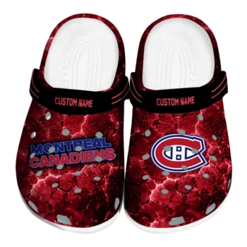 Montreal Canadiens Clogs - Personalized Cracked Energy Red Black