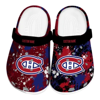 Montreal Canadiens Clogs - Personalized Splatter Splash Red Black