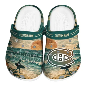 Montreal Canadiens Clogs - Personalized Wave Scene Fir Green