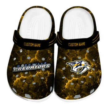 Nashville Predators Clogs - Custom Cracked Energy Gold Black