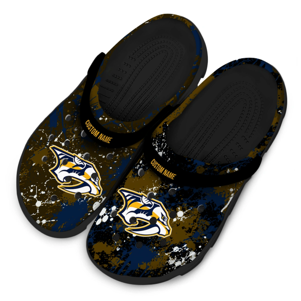 nashville-predators-clog-custom-splatter-splash-gold-black-latest-model.webp