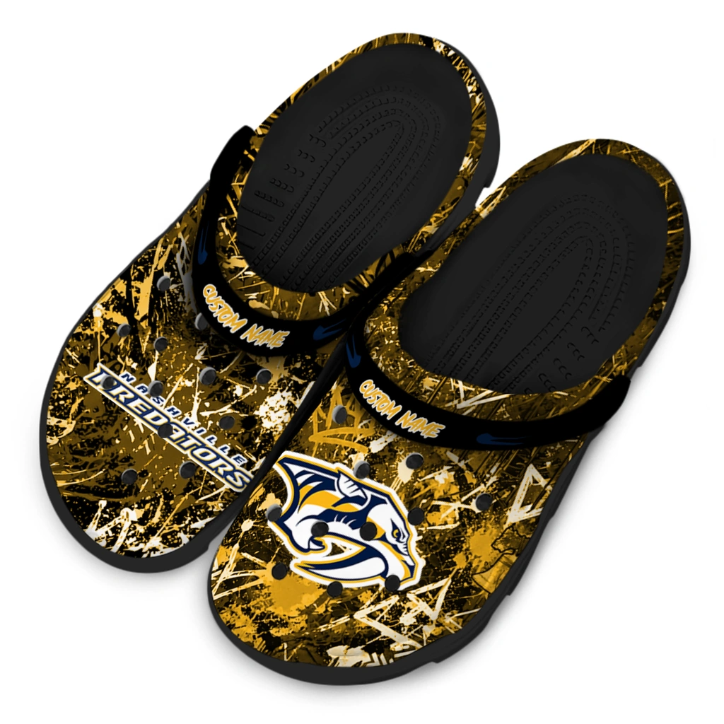 nashville-predators-clog-customized-graffiti-burst-gold-black-latest-model.webp