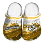 Nashville Predators Clogs - Customized Wave Swirl Gold White 1 nashville-predators-clog-customized-wave-swirl-gold-white-best-selling.webp