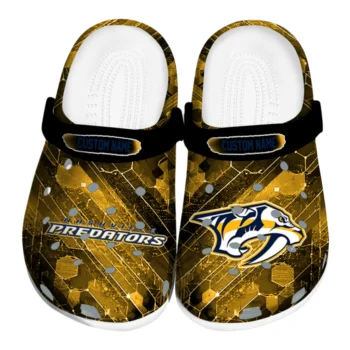 Nashville Predators Clogs - Personalized Circuit Geometry Gold Black