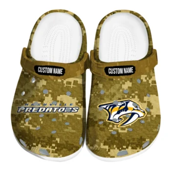 Nashville Predators Clogs - Personalized Digital Camo Gold