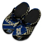 Navy Midshipmen Clogs – Personalized Checkered Streaks Blue Black 1
