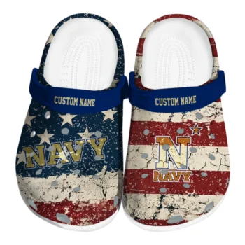 Navy Midshipmen Clogs - Custom Distressed Stripes Blue Red Blue