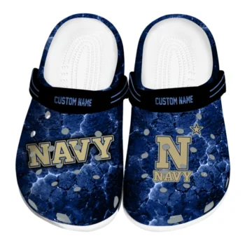 Navy Midshipmen Clogs - Customized Cracked Energy Blue Black