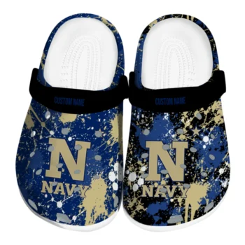 Navy Midshipmen Clogs - Customized Splatter Splash Blue Black