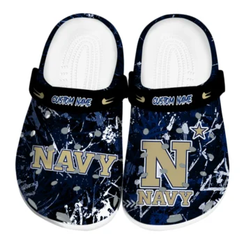 Navy Midshipmen Clogs - Personalized Graffiti Burst Blue Black
