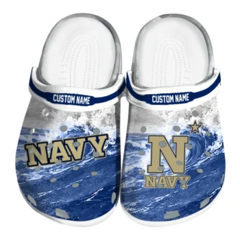 Navy Midshipmen Clogs - Personalized Wave Swirl Blue White