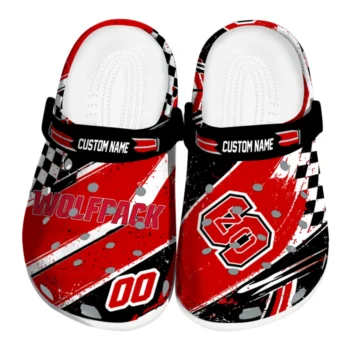 NC State Wolfpack Clogs - Custom Checkered Streaks Red Black
