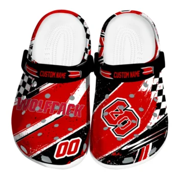 NC State Wolfpack Clogs - Customized Circuit Geometry Red Black