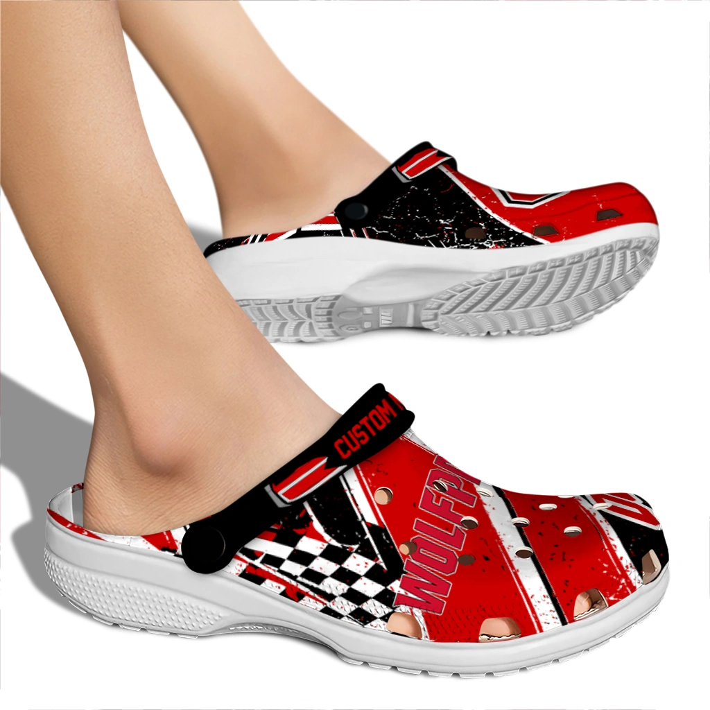 NC State Wolfpack Clogs - Customized Circuit Geometry Red Black 2