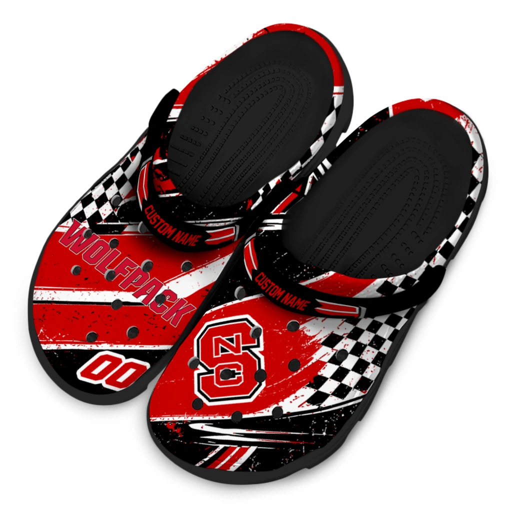 NC State Wolfpack Clogs - Customized Circuit Geometry Red Black 4