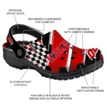 NC State Wolfpack Clogs – Custom Checkered Streaks Red Black 1