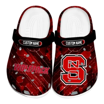 NC State Wolfpack Clogs - Customized Circuit Geometry Red Black