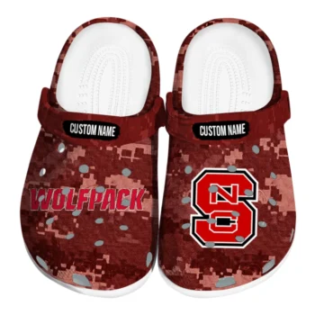 NC State Wolfpack Clogs - Customized Digital Camo Red