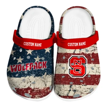 NC State Wolfpack Clogs - Customized Distressed Stripes Red Blue