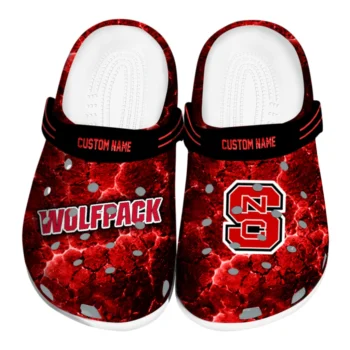 NC State Wolfpack Clogs - Personalized Cracked Energy Red Black