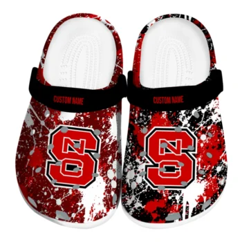 NC State Wolfpack Clogs - Personalized Splatter Splash Red Black