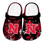 Nebraska Cornhuskers Clogs - Custom Splatter Splash Red Black 1 nebraska-cornhuskers-clog-custom-splatter-splash-red-black-best-selling.webp