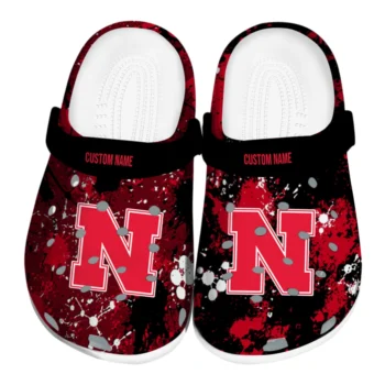 Nebraska Cornhuskers Clogs - Custom Splatter Splash Red Black