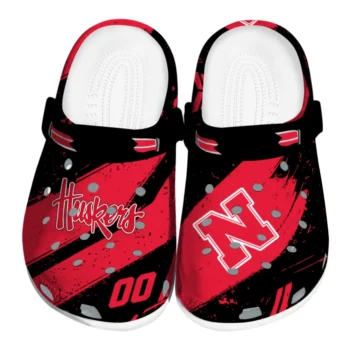 Nebraska Cornhuskers Clogs - Customized Checkered Streaks Red Black