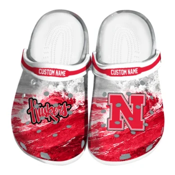 Nebraska Cornhuskers Clogs - Customized Wave Swirl Red White