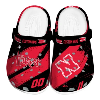Nebraska Cornhuskers Clogs - Customized Checkered Streaks Red Black