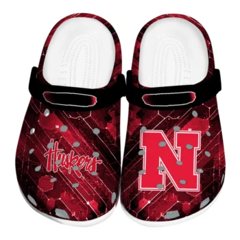 Nebraska Cornhuskers Clogs - Personalized Circuit Geometry Red Black