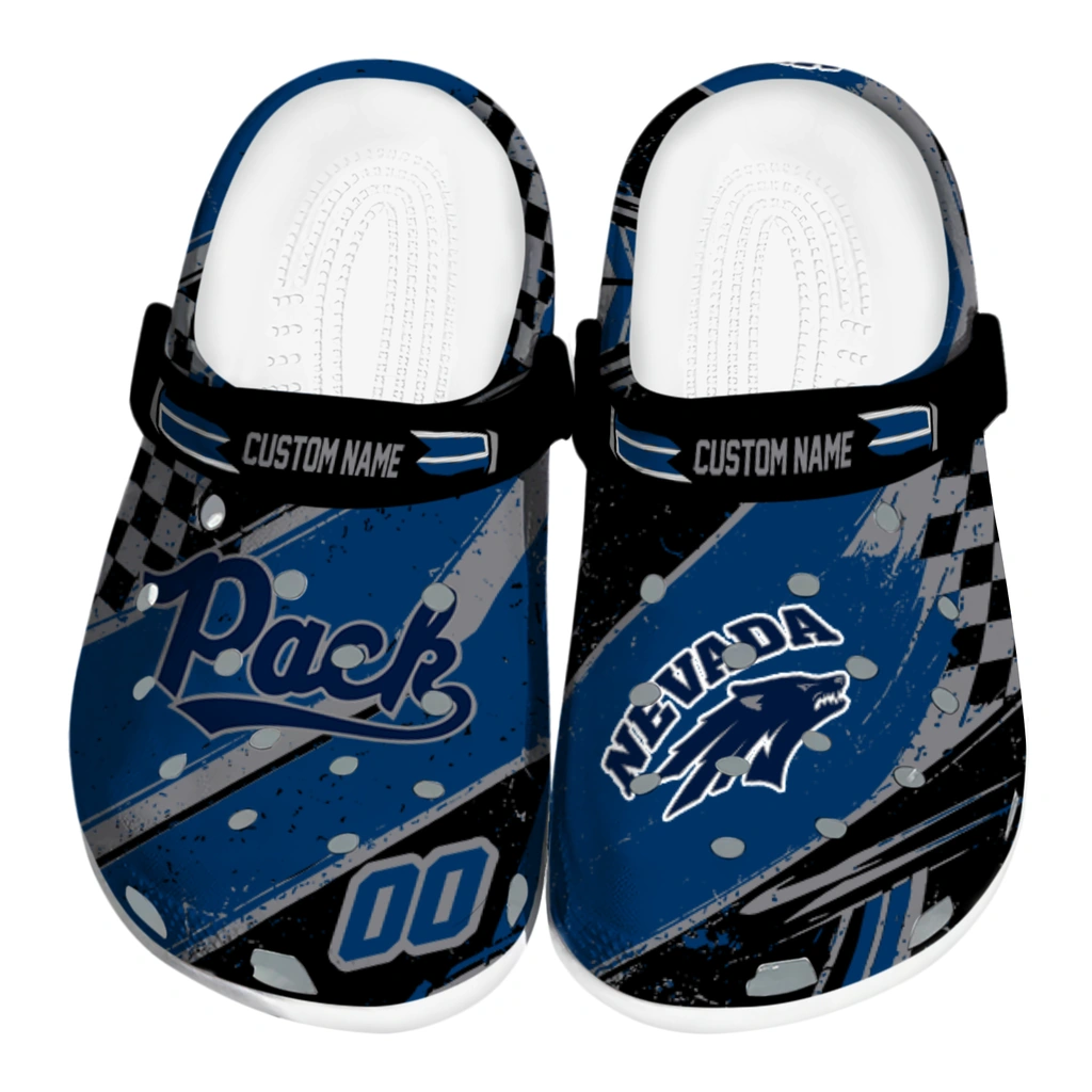 nevada-wolf-pack-clog-customized-checkered-streaks-blue-black-best-selling.webp nevada wolf pack clog customized checkered streaks blue black best selling