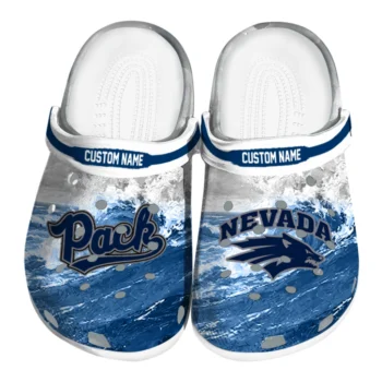 Nevada Wolf Pack Clogs - Customized Wave Swirl Blue White