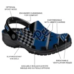 Nevada Wolf Pack Clogs – Customized Checkered Streaks Blue Black 1