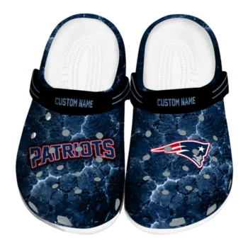 New England Patriots Clogs - Custom Cracked Energy Blue Black
