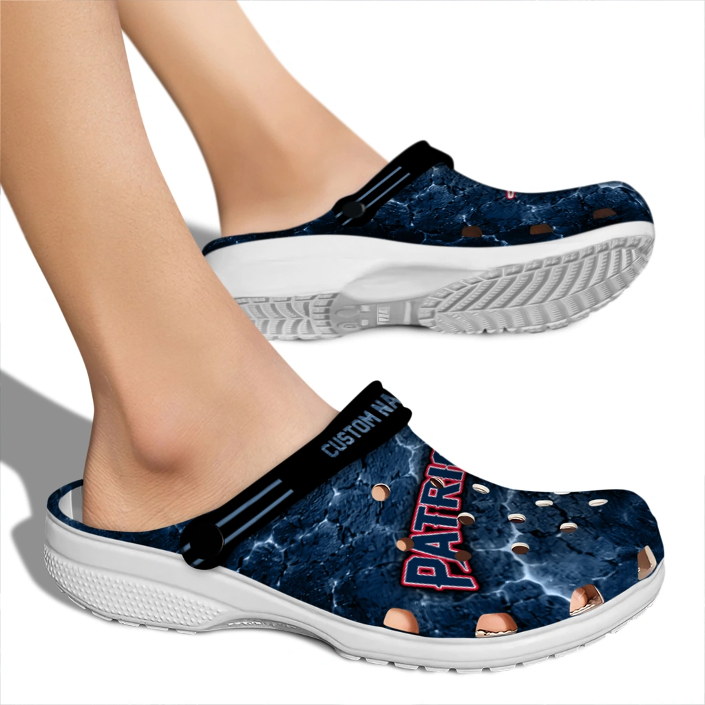 new-england-patriots-clog-custom-cracked-energy-blue-black-fashion-forward.webp