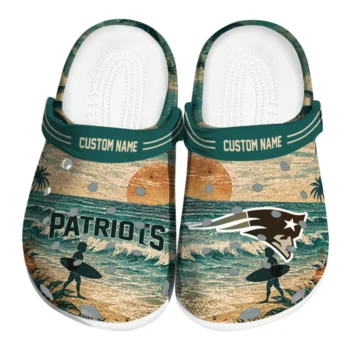 New England Patriots Clogs - Custom Wave Scene Fir Green
