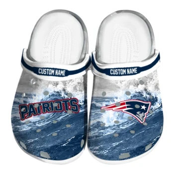 New England Patriots Clogs - Customized Wave Swirl Blue White